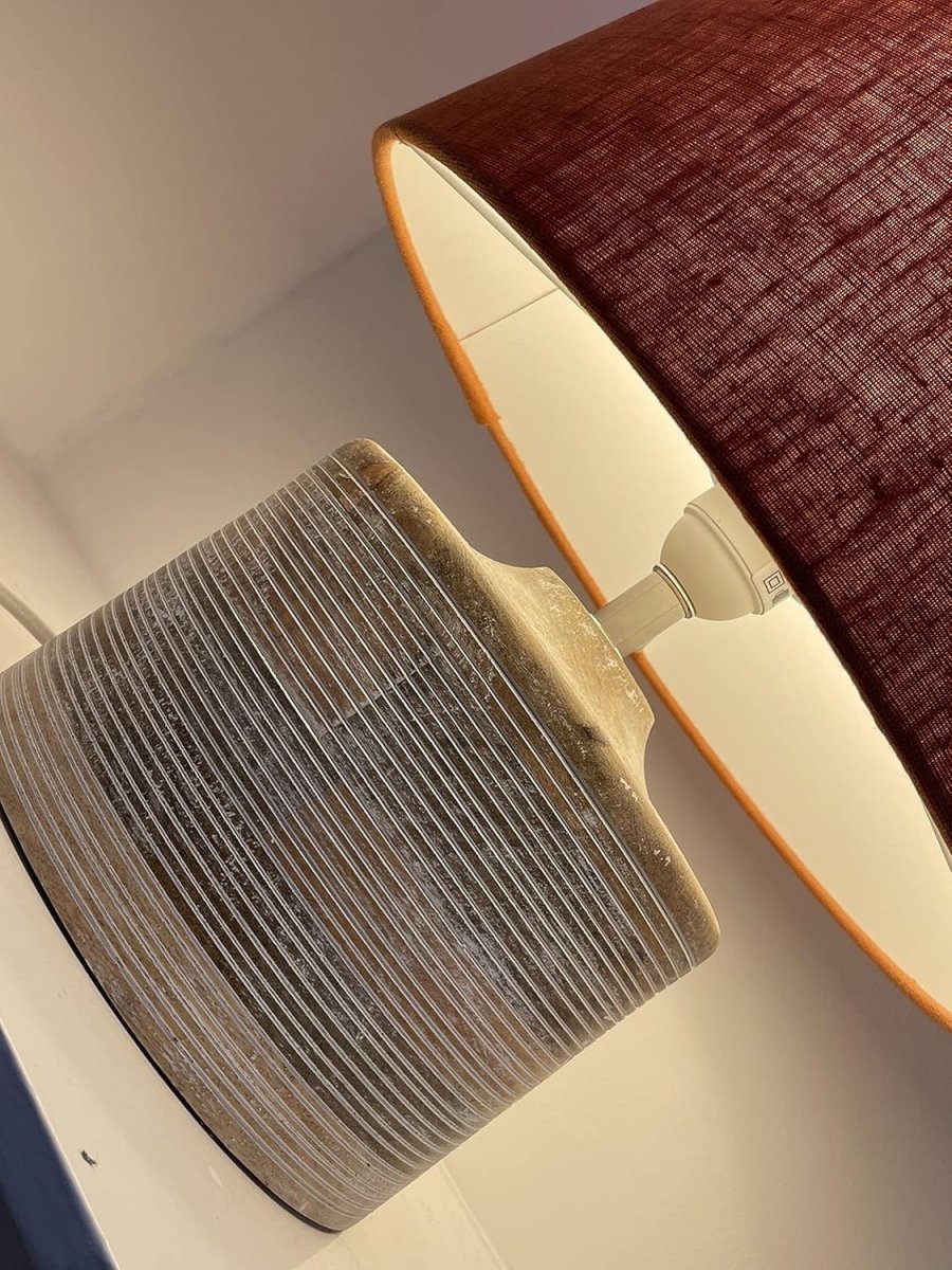 Burnt Orange Linen Extra Tall Cone Lampshade 50cm Modern Floor Table Lamp - Kwikley