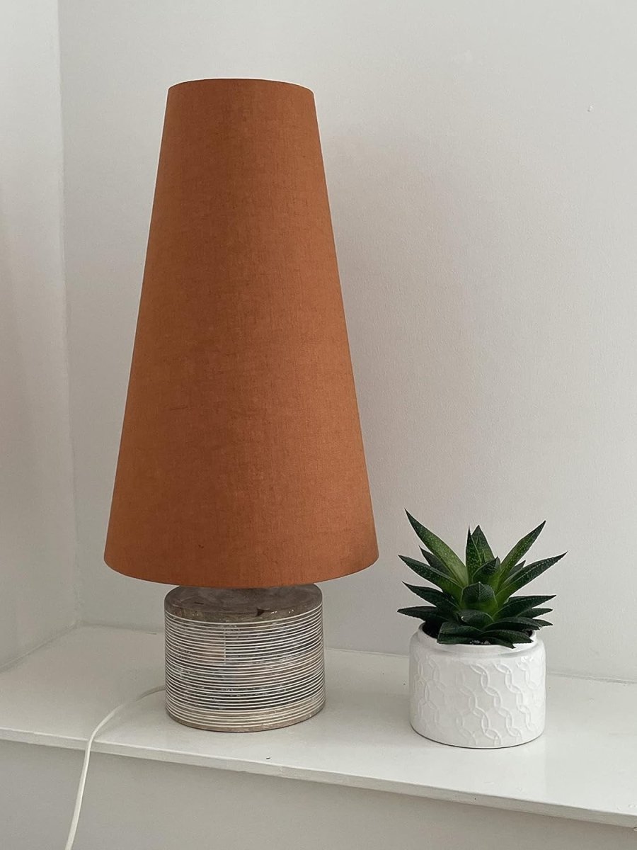 Burnt Orange Linen Extra Tall Cone Lampshade 50cm Modern Floor Table Lamp - Kwikley