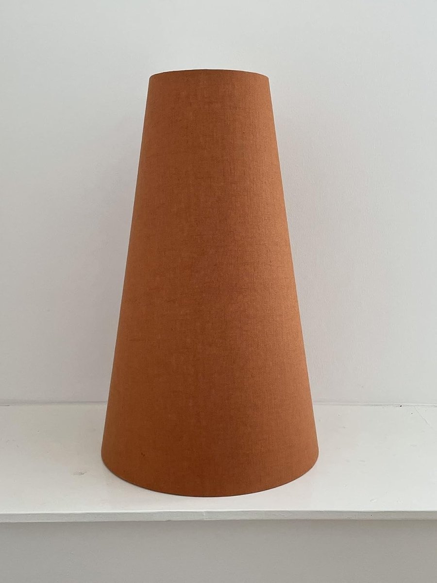 Burnt Orange Linen Extra Tall Cone Lampshade 50cm Modern Floor Table Lamp - Kwikley