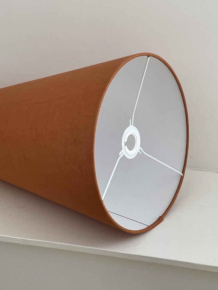 Burnt Orange Linen Extra Tall Cone Lampshade 50cm Modern Floor Table Lamp - Kwikley