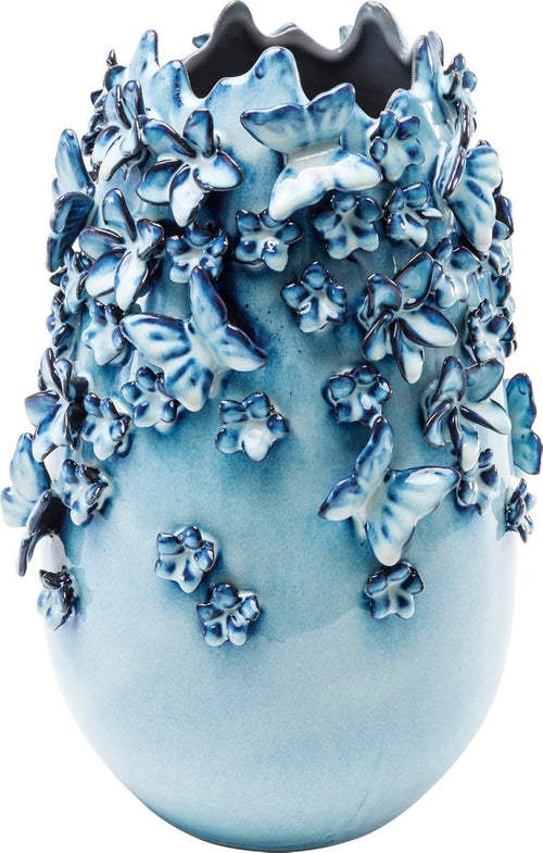 Butterfly Ceramic Vase 35cm Light Blue Sculptural Flower Home Decor - Kwikley