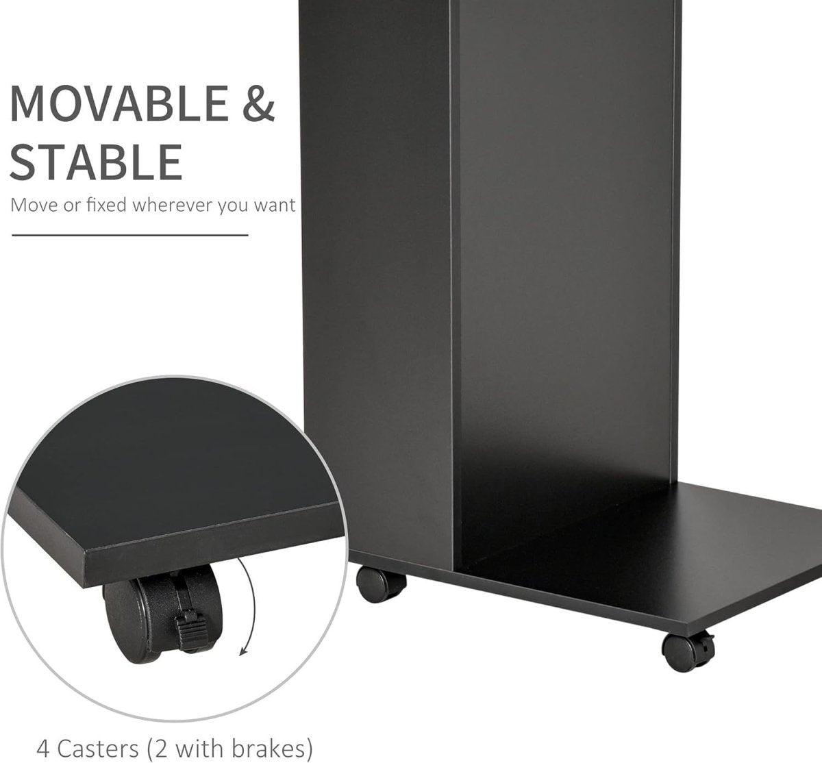 C - Shape Sofa Side Table on Wheels | Mobile Laptop Desk with Storage Shelf - Kwikley