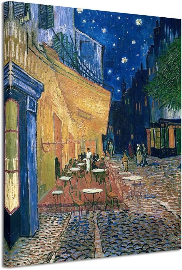 Cafe Terrace at Night Canvas Wall Art 80x60cm Gallery Wrapped - Kwikley