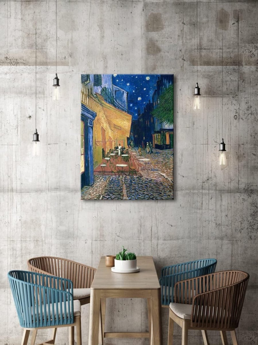 Cafe Terrace at Night Canvas Wall Art 80x60cm Gallery Wrapped - Kwikley