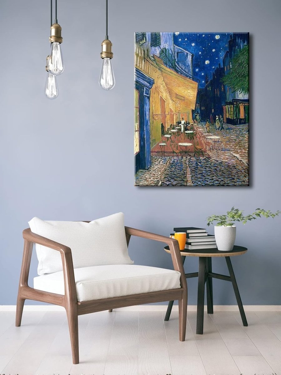 Cafe Terrace at Night Canvas Wall Art 80x60cm Gallery Wrapped - Kwikley