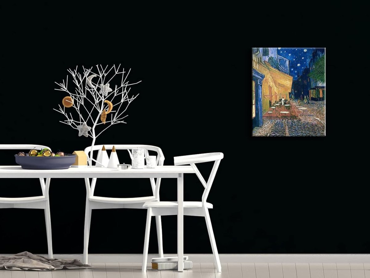 Cafe Terrace at Night Canvas Wall Art Framed 60x50cm Print - Kwikley