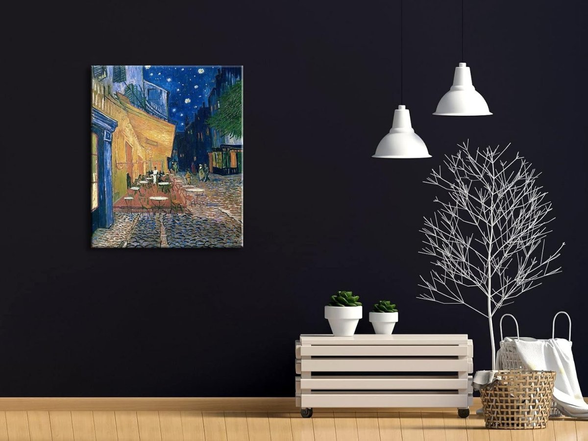 Cafe Terrace at Night Canvas Wall Art Framed 60x50cm Print - Kwikley