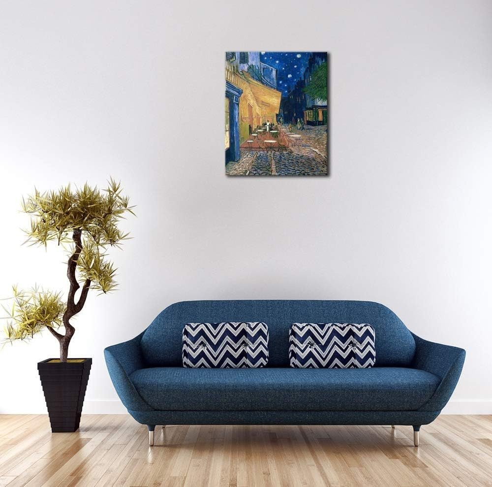 Cafe Terrace at Night Canvas Wall Art Framed 60x50cm Print - Kwikley
