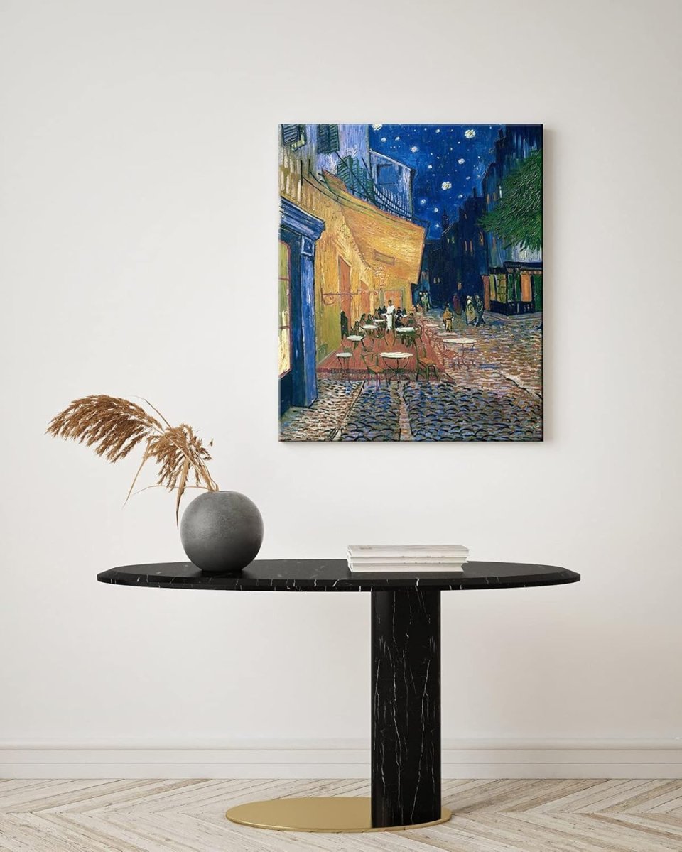 Cafe Terrace at Night Canvas Wall Art Framed 60x50cm Print - Kwikley