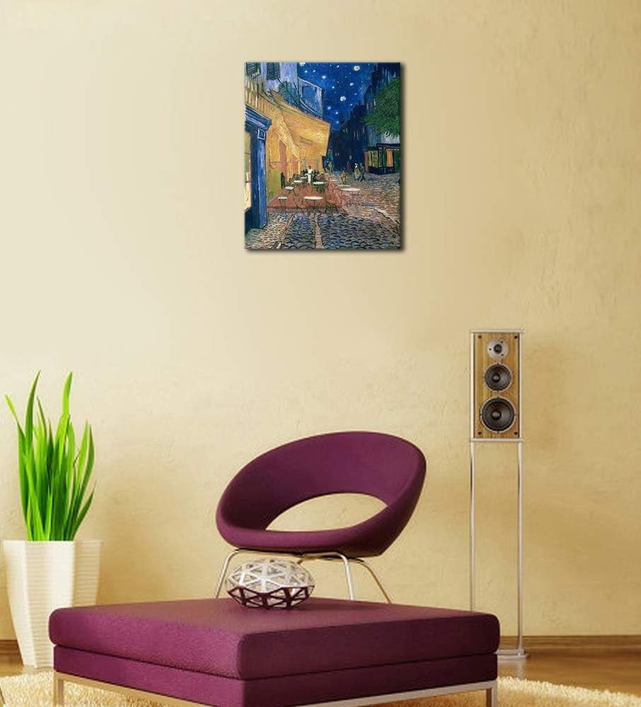 Cafe Terrace at Night Canvas Wall Art Framed 60x50cm Print - Kwikley