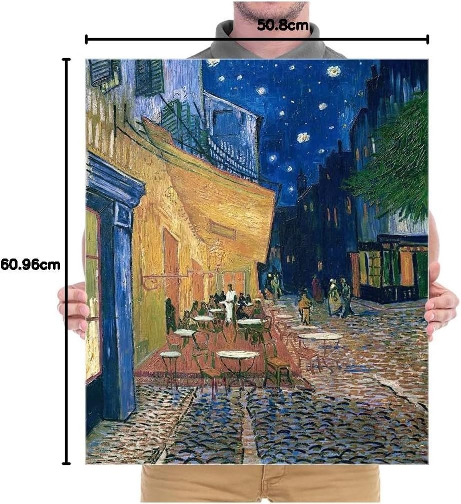 Cafe Terrace at Night Canvas Wall Art Framed 60x50cm Print - Kwikley