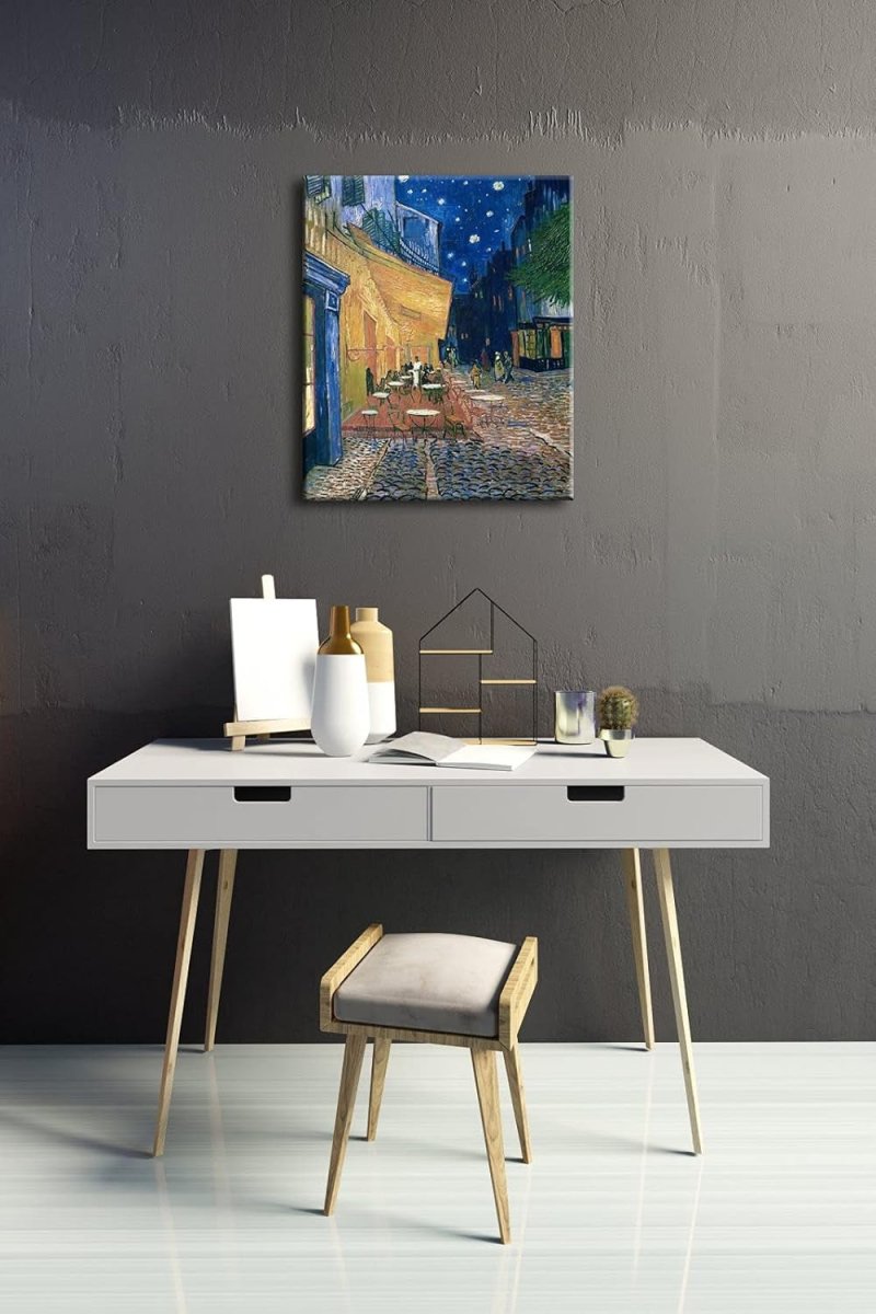 Cafe Terrace at Night Canvas Wall Art Framed 60x50cm Print - Kwikley