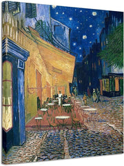 Cafe Terrace at Night Canvas Wall Art Framed 60x50cm Print - Kwikley