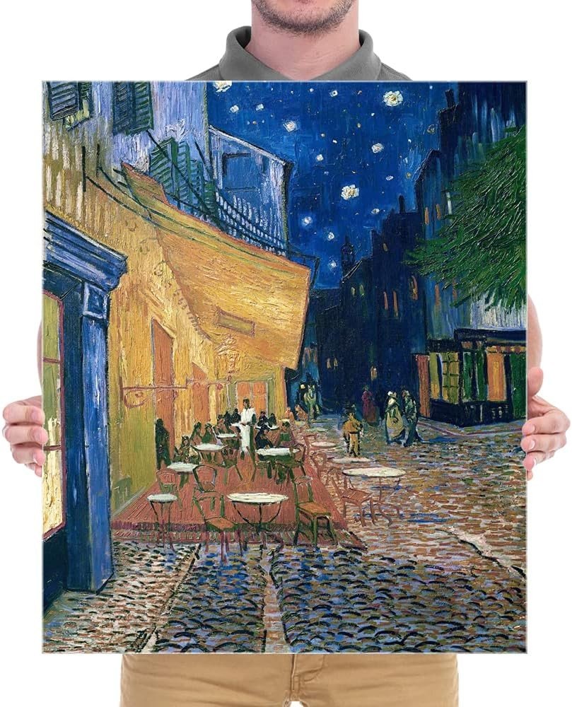 Cafe Terrace at Night Canvas Wall Art Framed 60x50cm Print - Kwikley