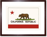 California State Bear Flag Framed Wall Art Print 12×16″ Decor - Kwikley