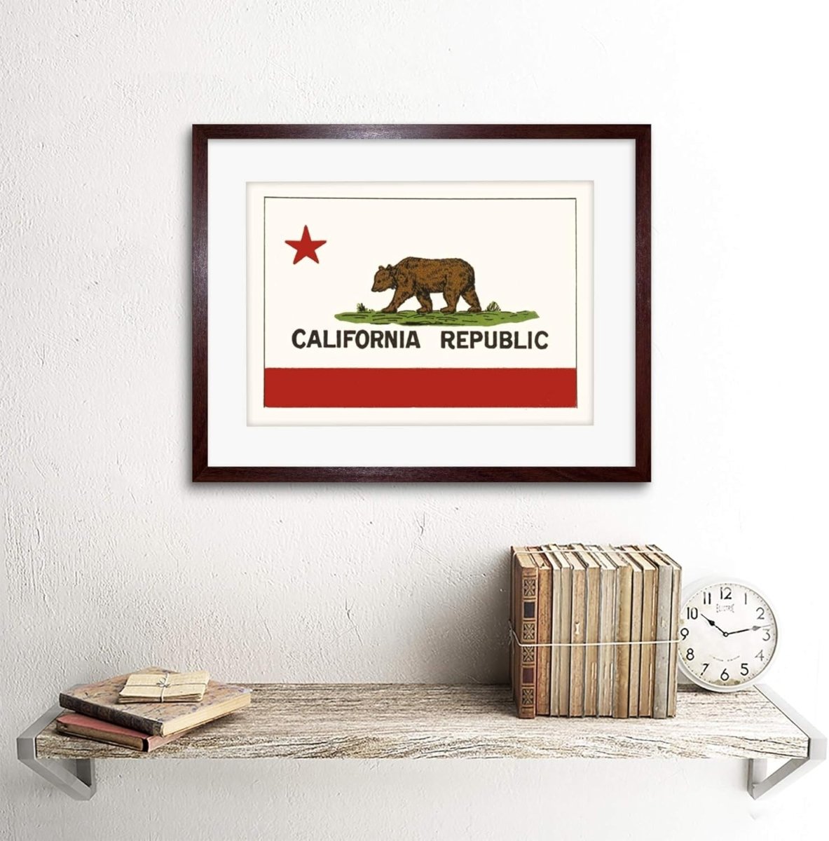 California State Bear Flag Framed Wall Art Print 12×16″ Decor - Kwikley