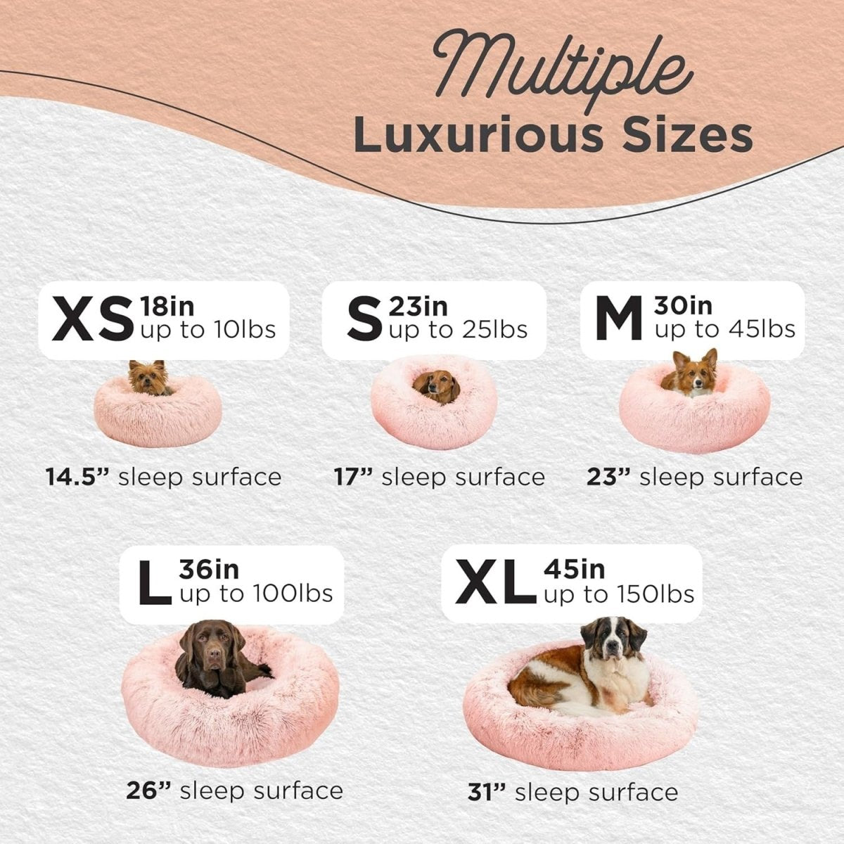 Calming Donut Dog Bed 23x23 Pink Shag Anti Anxiety Small - Kwikley