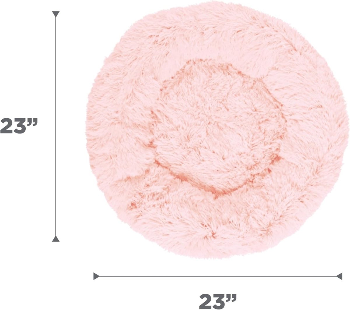 Calming Donut Dog Bed 23x23 Pink Shag Anti Anxiety Small - Kwikley
