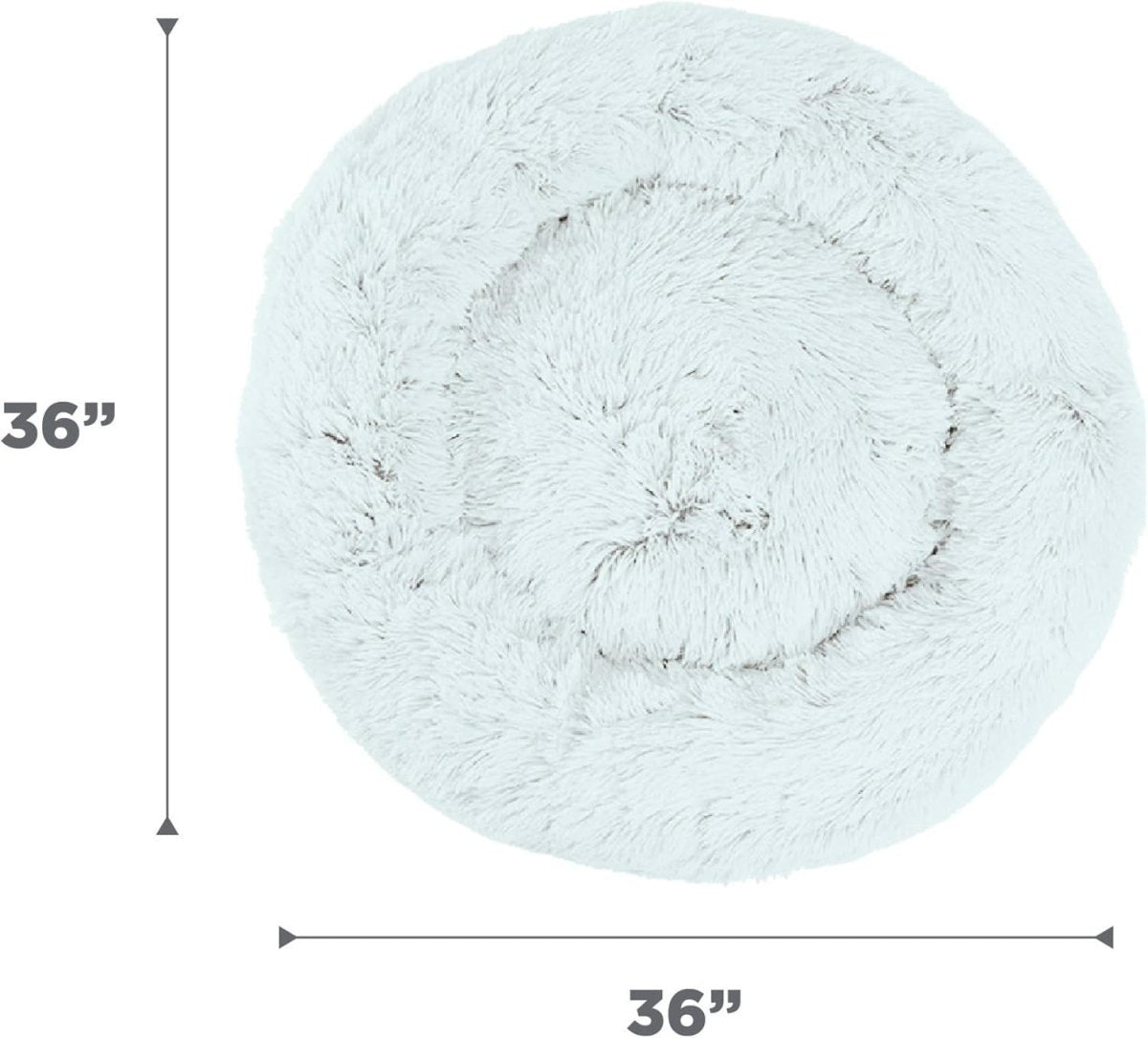 Calming Donut Dog Bed 36x36 Shag Fur Anti Anxiety Large Frost - Kwikley