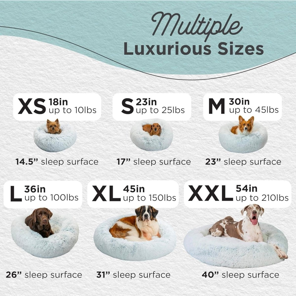 Calming Donut Dog Bed 36x36 Shag Fur Anti Anxiety Large Frost - Kwikley