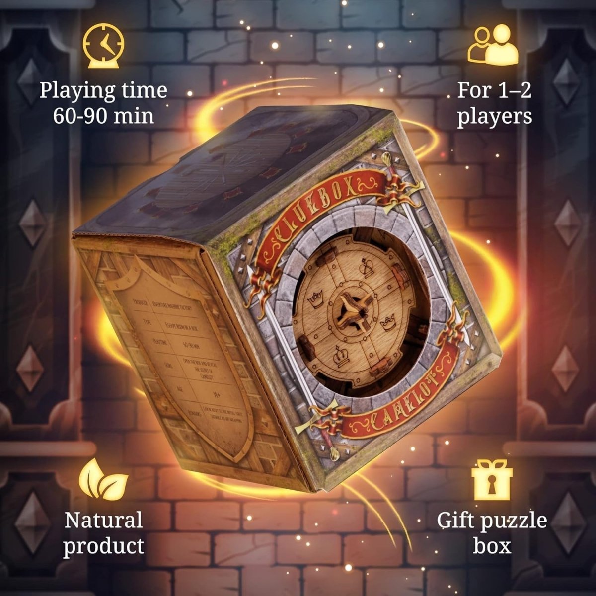 Camelot Escape Room Puzzle Box 3D Wooden Brain Teaser Gift for Adults - Kwikley