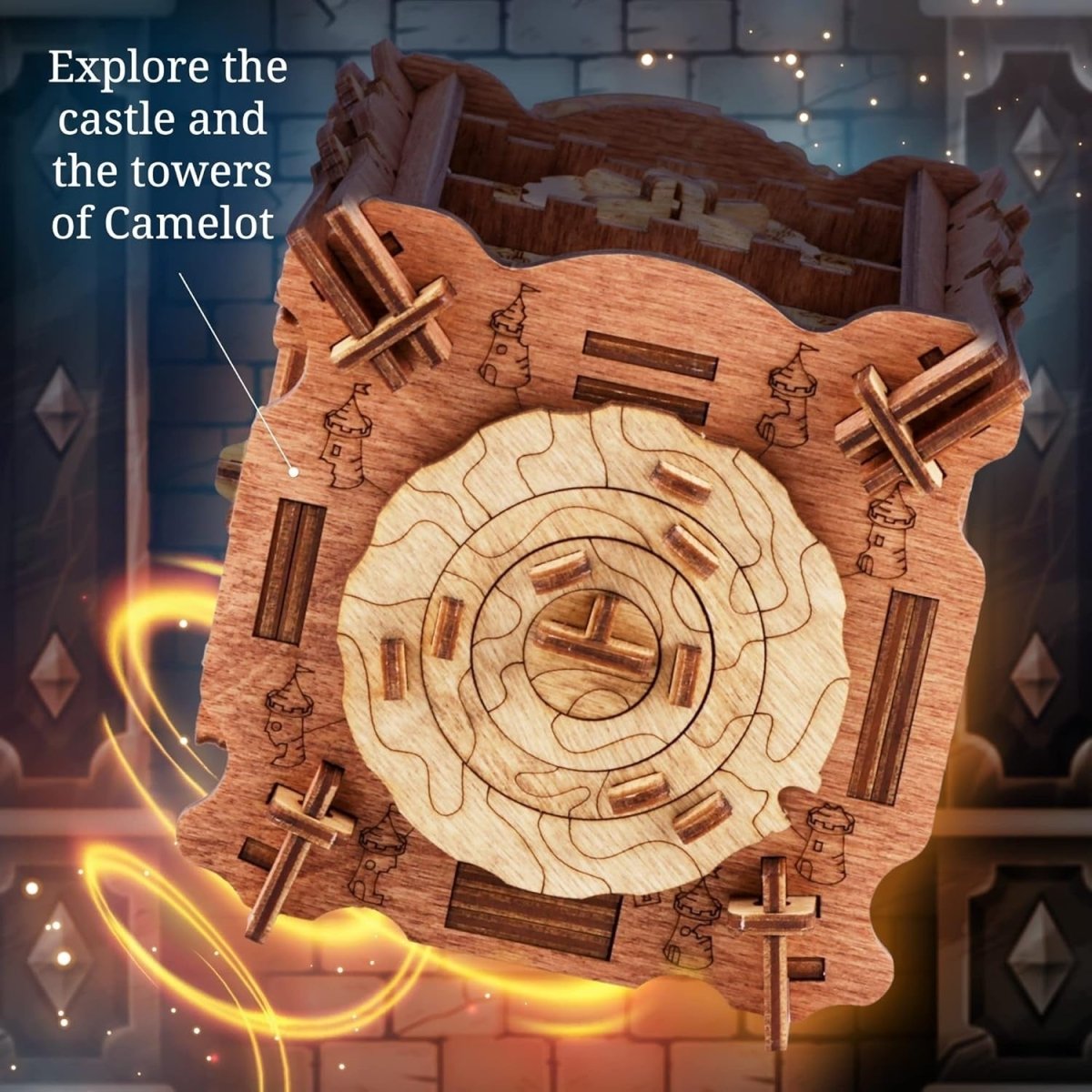 Camelot Escape Room Puzzle Box 3D Wooden Brain Teaser Gift for Adults - Kwikley