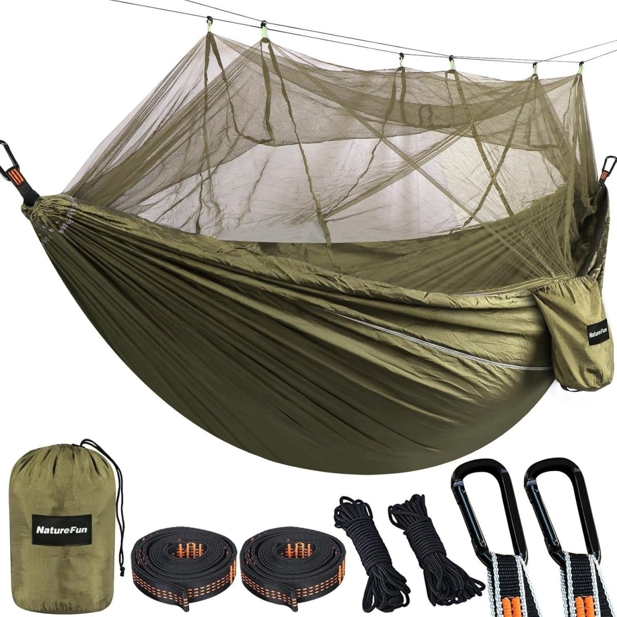 Camping Hammock with Mosquito Net 300kg Load XL 300x200cm Outdoor Travel Gear - Kwikley