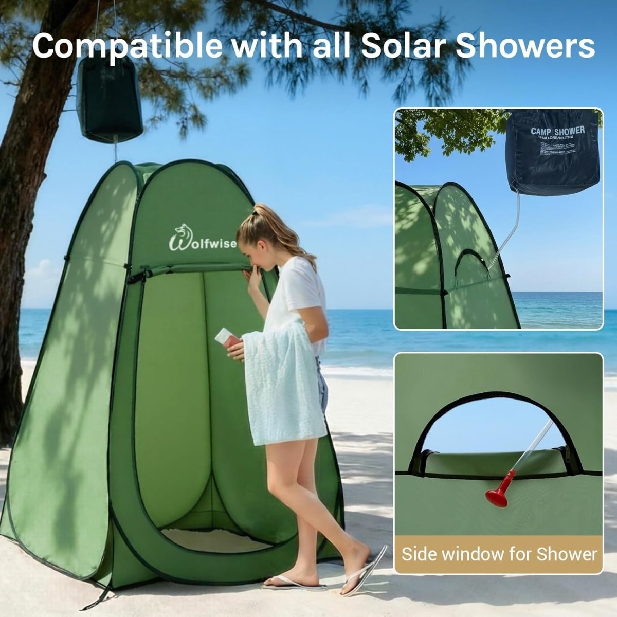 Camping Shower Toilet Tent Grey Pop Up Privacy Shelter - Kwikley