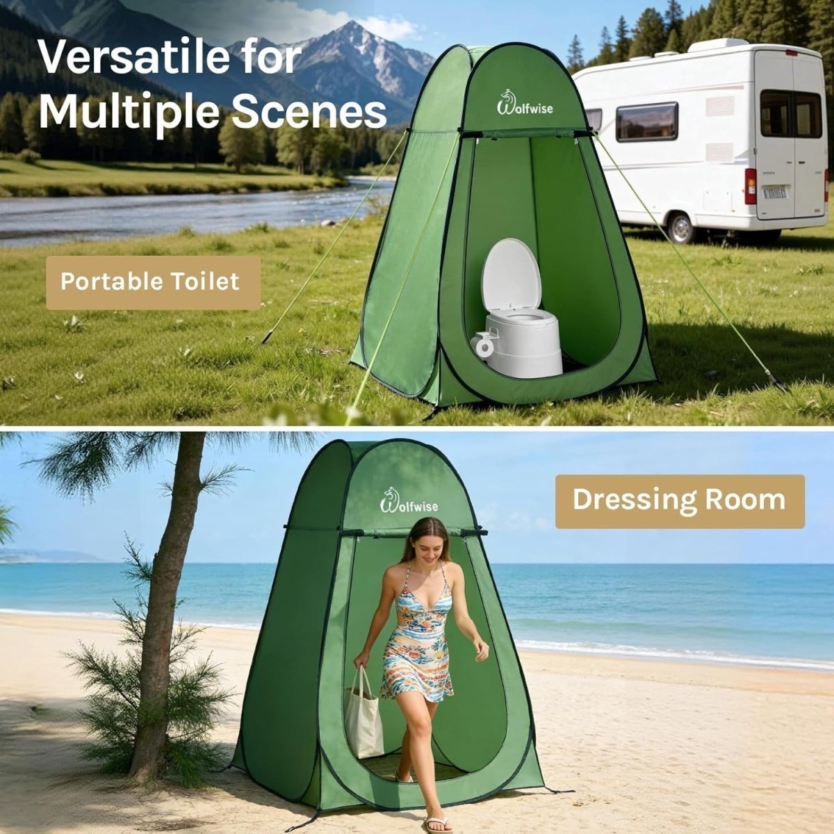 Camping Shower Toilet Tent Grey Pop Up Privacy Shelter - Kwikley