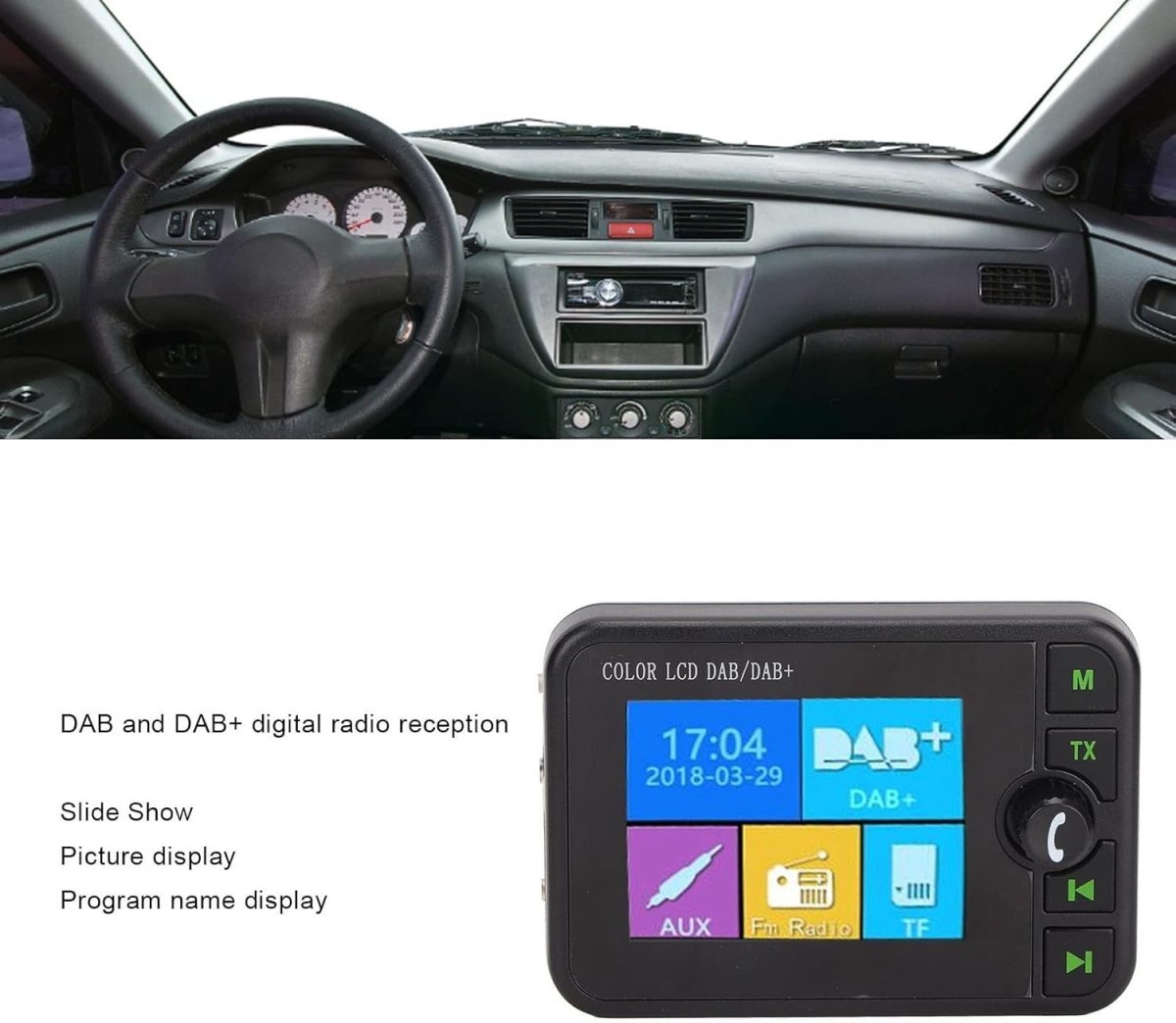 Car DAB DAB+ Bluetooth Receiver FM LCD Handsfree - Kwikley