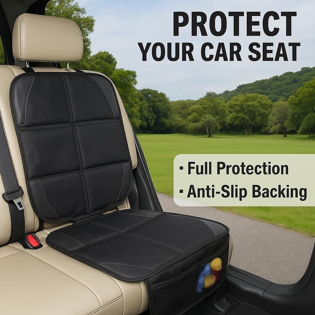 Car Seat Protector for Child Car Seats ISOFIX Waterproof Storage Pockets - Kwikley