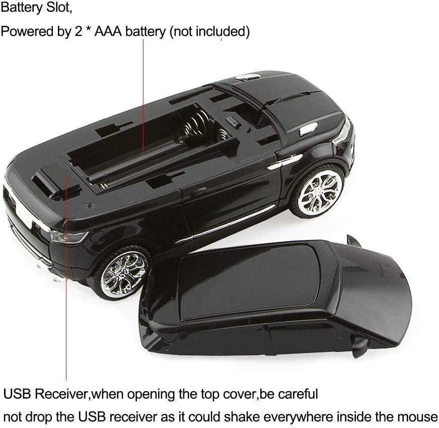 Car Shape Wireless Mouse 2.4G USB Optical Gaming Laptop PC - Kwikley