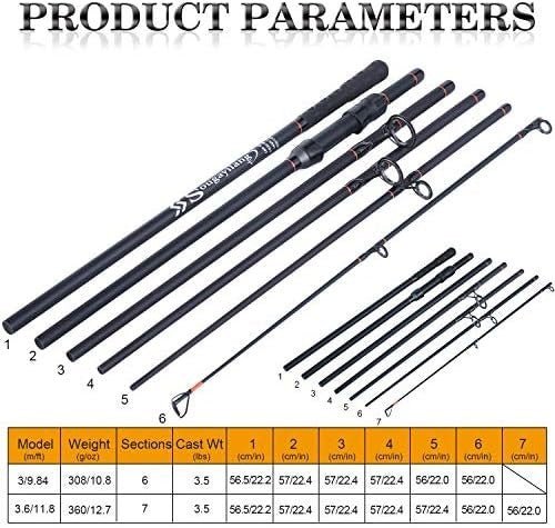 Carbon Fiber Carp Fishing Rod 3M 6 Section Travel Spinning Pole - Kwikley