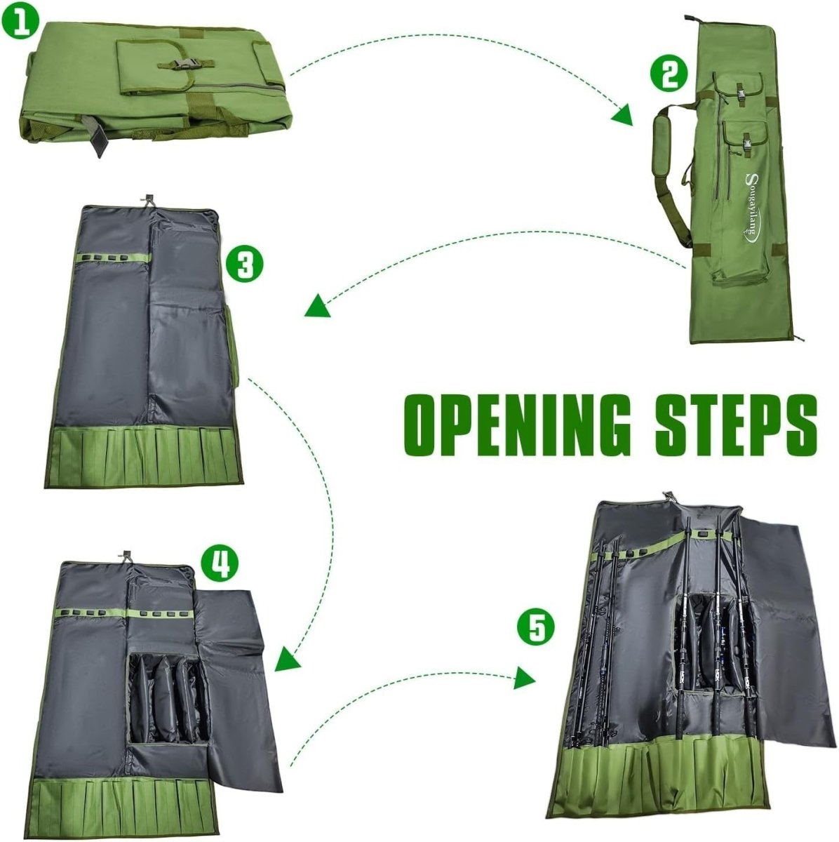 Carp Fishing Rod & Reel Bag 4+4 Padded Waterproof Holdall - Kwikley