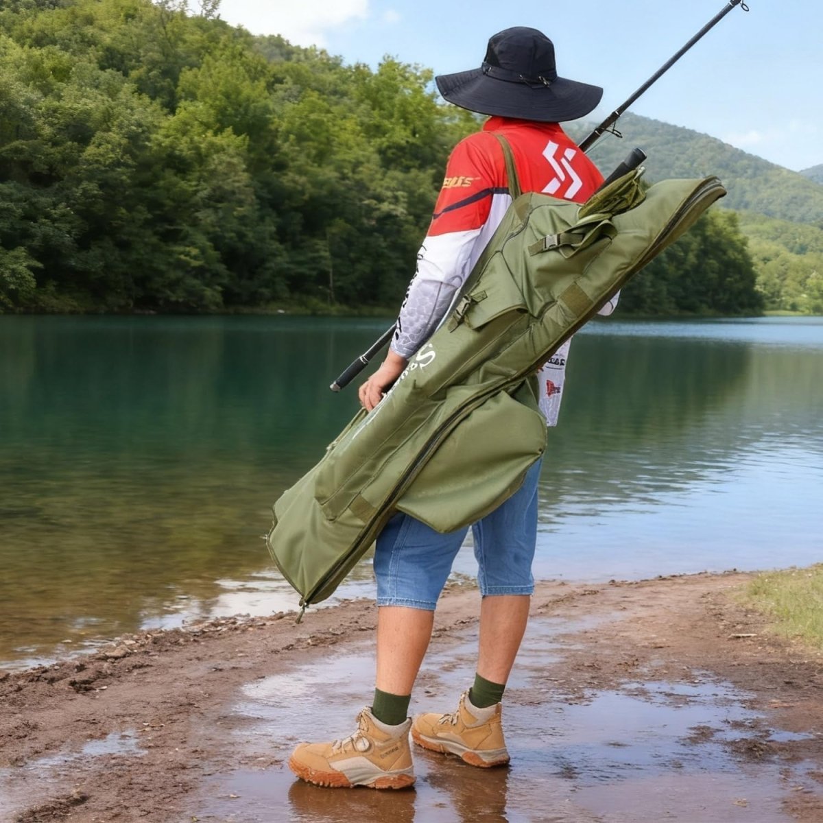 Carp Fishing Rod & Reel Bag 4+4 Padded Waterproof Holdall - Kwikley