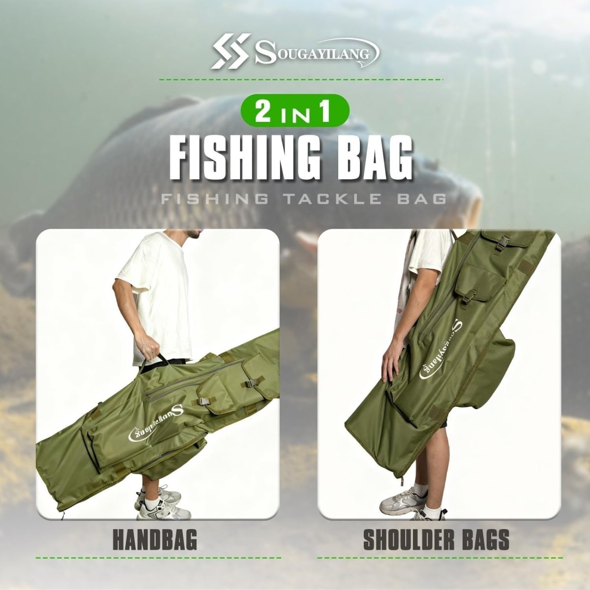 Carp Fishing Rod & Reel Bag 4+4 Padded Waterproof Holdall - Kwikley