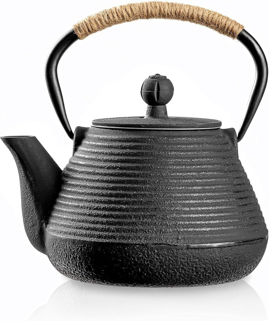 Cast Iron Teapot 1000ml Japanese Tetsubin Tea Kettle w Infuser Black - Kwikley