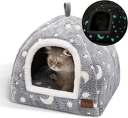 Cat Bed Cave Tent Glow Plush Pet House Washable Cushion 45x45x40cm - Kwikley