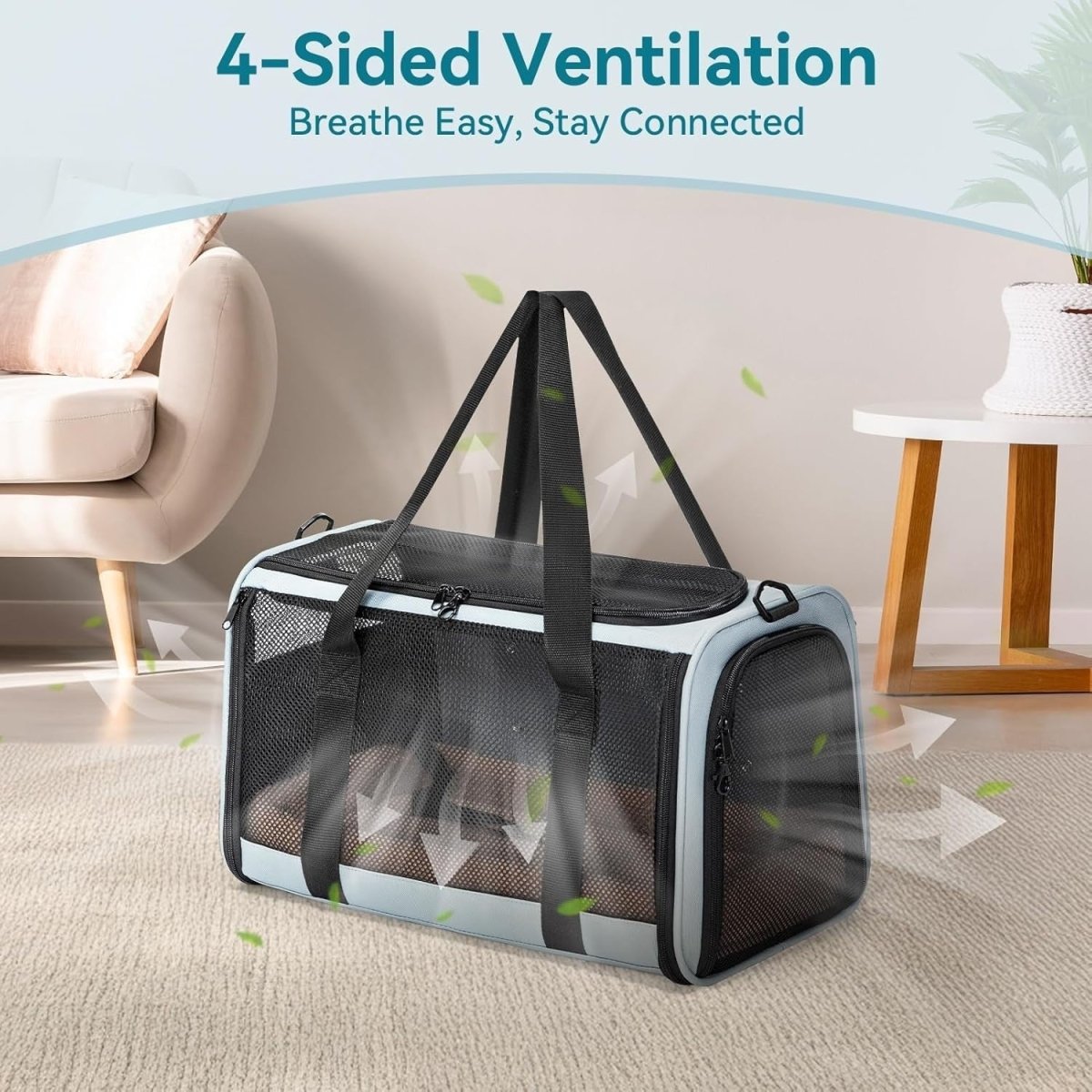 Cat Car Carrier Escape Proof Travel Seat Secure Pet Carrier Green - Kwikley