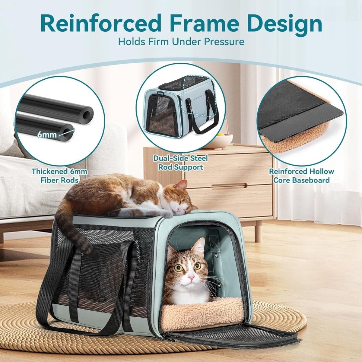 Cat Car Carrier Escape Proof Travel Seat Secure Pet Carrier Green - Kwikley