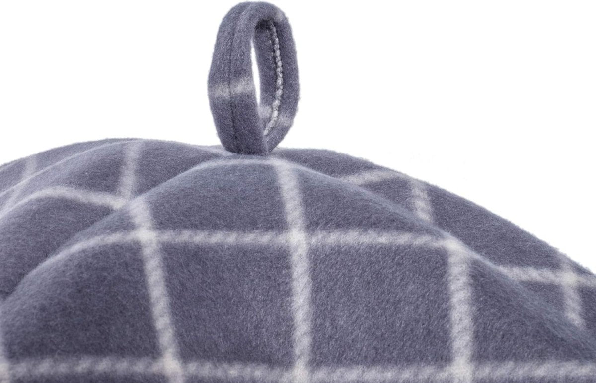 Cat Igloo Bed Grey Check Cozy Pet Hideaway Faux Fur Cushion 40x40x35 - Kwikley
