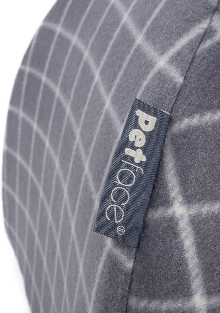 Cat Igloo Bed Grey Check Cozy Pet Hideaway Faux Fur Cushion 40x40x35 - Kwikley