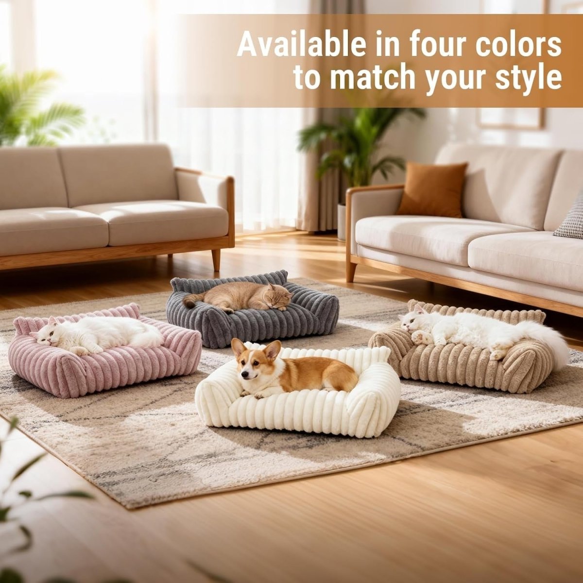 Cat Sofa Bed 60x45cm Faux Fur Pet Couch Washable Cover Non Slip - Kwikley