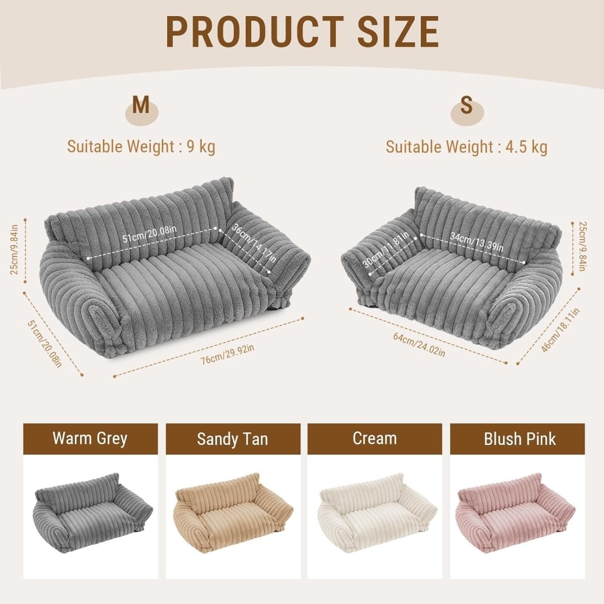 Cat Sofa Bed 60x45cm Faux Fur Pet Couch Washable Cover Non Slip - Kwikley