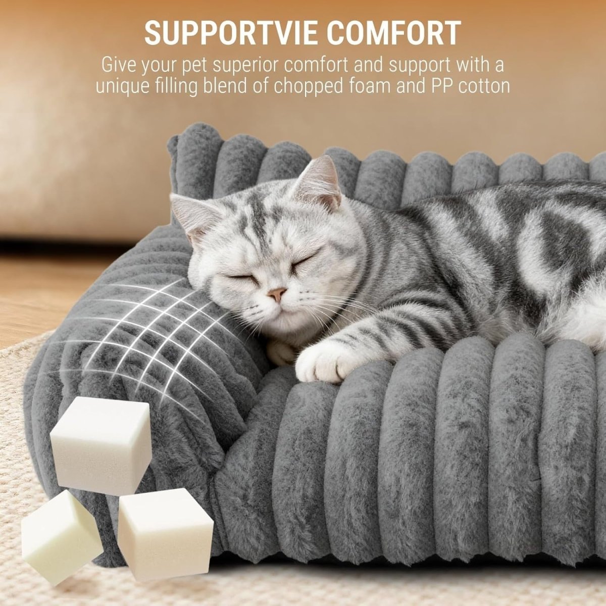 Cat Sofa Bed 60x45cm Faux Fur Pet Couch Washable Cover Non Slip - Kwikley