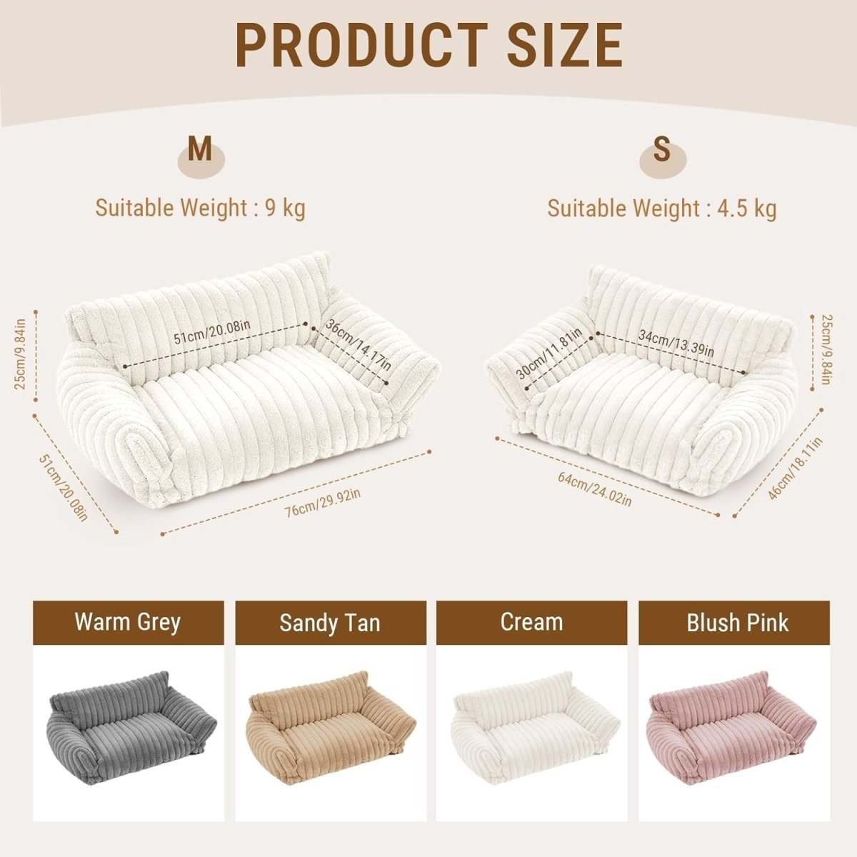 Cat Sofa Bed 60x45cm Faux Fur Pet Couch Washable Cover Non Slip White - Kwikley