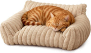 Cat Sofa Bed 60x45cm Faux Rabbit Fur Pet Couch Non Slip Camel - Kwikley
