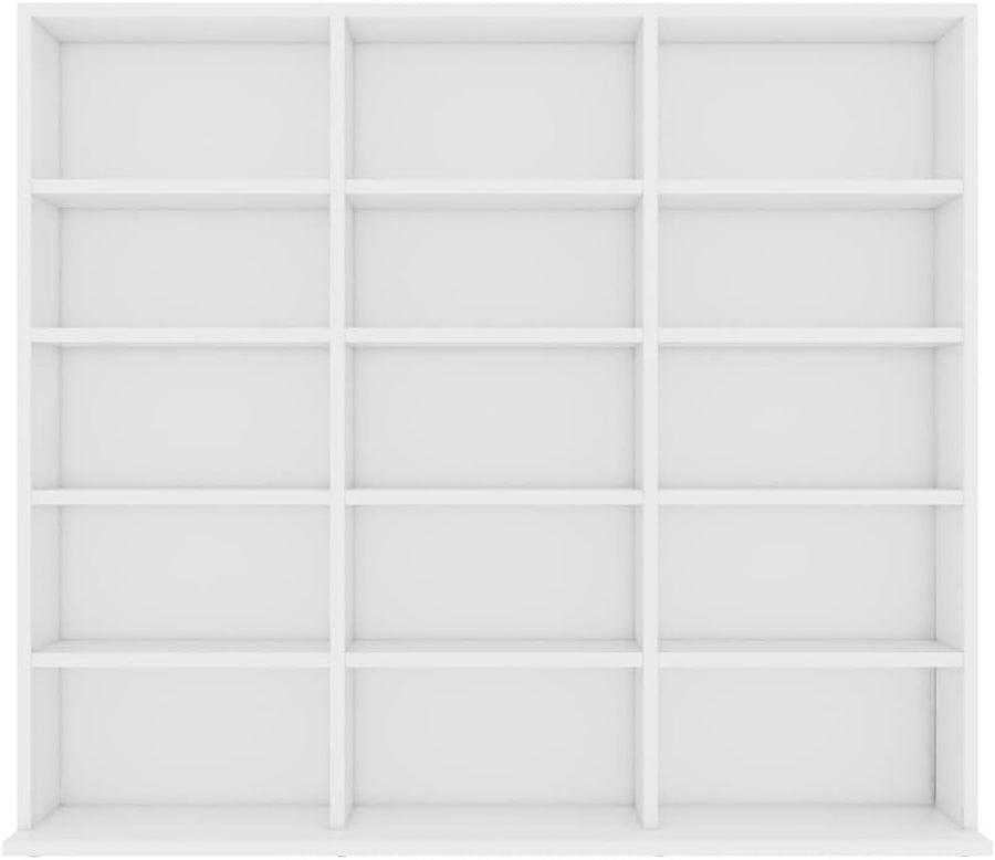 CD DVD Storage Cabinet 15 Compartment Media Shelf Bookcase White Unit - Kwikley