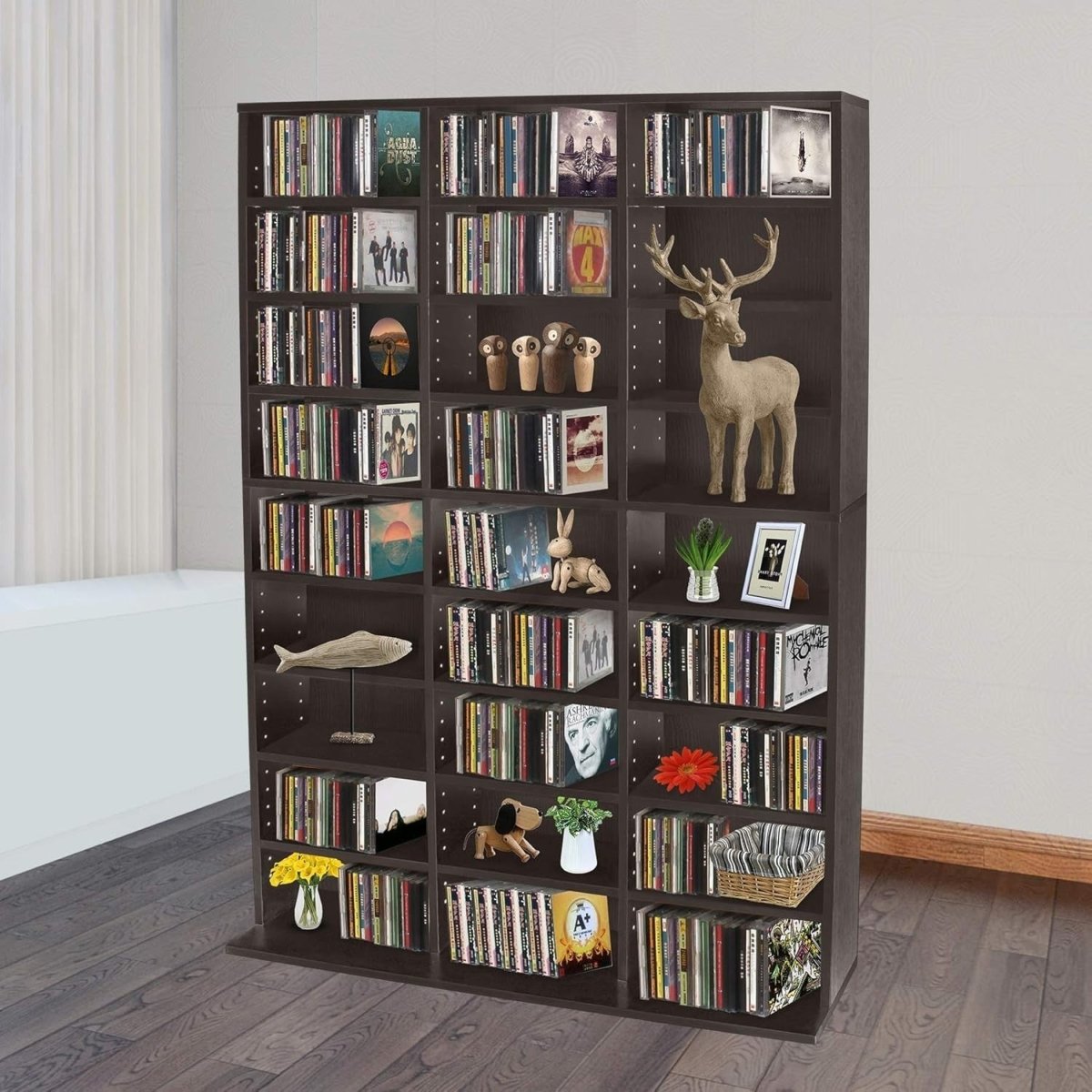 CD DVD Storage Cabinet 24 Shelf Media Tower Bookcase Holds 837 CDs - Kwikley