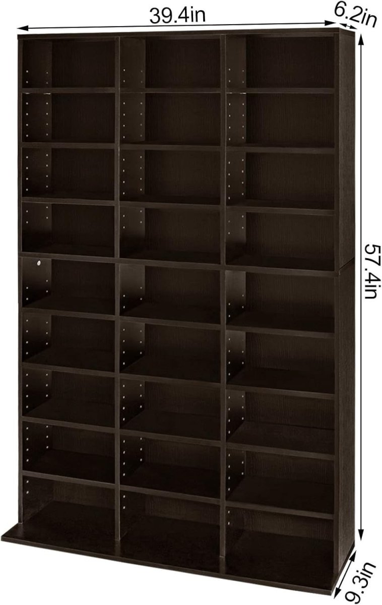 CD DVD Storage Cabinet 24 Shelf Media Tower Bookcase Holds 837 CDs - Kwikley